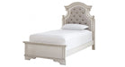 Realyn White Wood And Upholstered Twin Bed