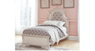 Realyn White Wood And Upholstered Twin Bed