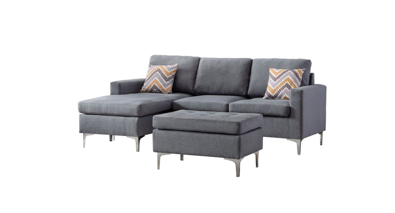 Robin Gray Fabric Sectional Sofa & Ottoman