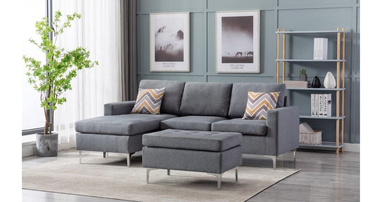 Robin Gray Fabric Sectional Sofa & Ottoman