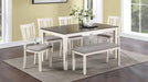 Rowan White Wood And Upholstered Counter Height 6pc Dining Table, Cha