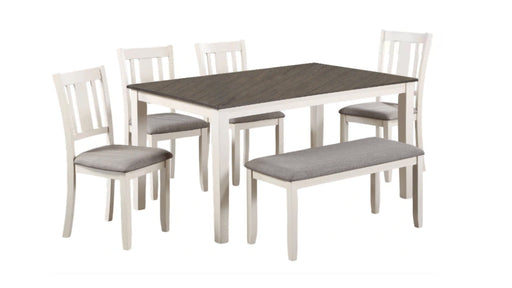 Rowan White Wood And Upholstered Counter Height 6pc Dining Table, Cha