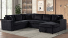 Ruxley Black Corduroy Sectional Sleeper Sofa