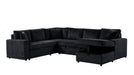 Ruxley Black Corduroy Sectional Sleeper Sofa