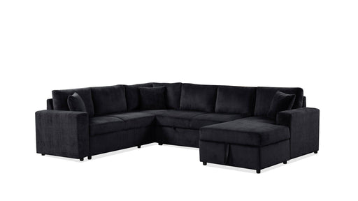 Ruxley Black Corduroy Sectional Sleeper Sofa