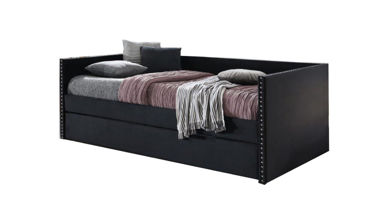 Sadie Black Wood And Upholstered Twin Over Twin Day Bed With