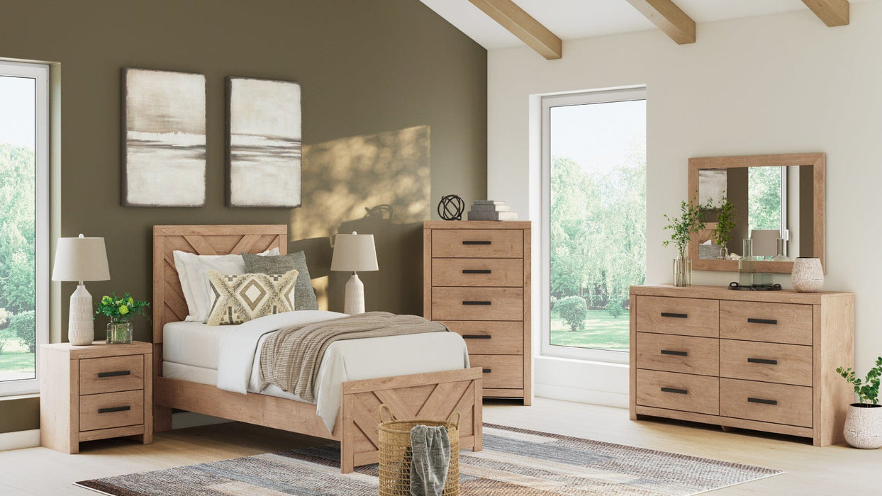 Sanginlane Brown Wood Twin Bedroom Set