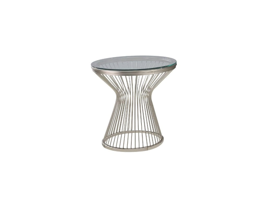 Satin Silver Metal End Table