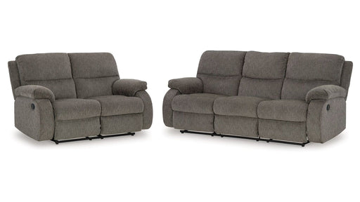 Scranto Gray Fabric Reclining Sofa And Loveseat Set