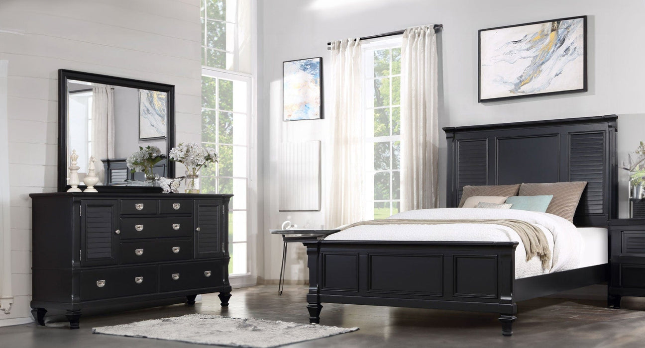 Seabrook Black Wood Queen Bedroom Set