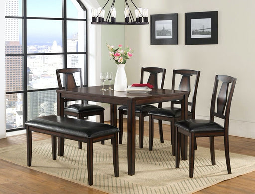 Sedona Brown Wood Standard Height 6pc Dining Table & Chair Set