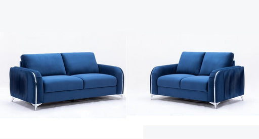 Shakra Blue Fabric Sofa & Loveseat Set