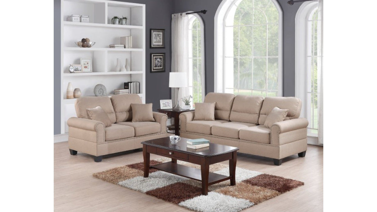 Shelton Beige Polyfiber Sofa & Loveseat Set