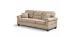 Shelton tan microfiber sofa with rolled arms