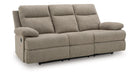 Side Swipe Brown Fabric Reclining Sofa And Loveseat Set