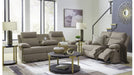 Side Swipe Brown Fabric Reclining Sofa And Loveseat Set