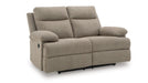 Side Swipe Brown Fabric Reclining Sofa And Loveseat Set