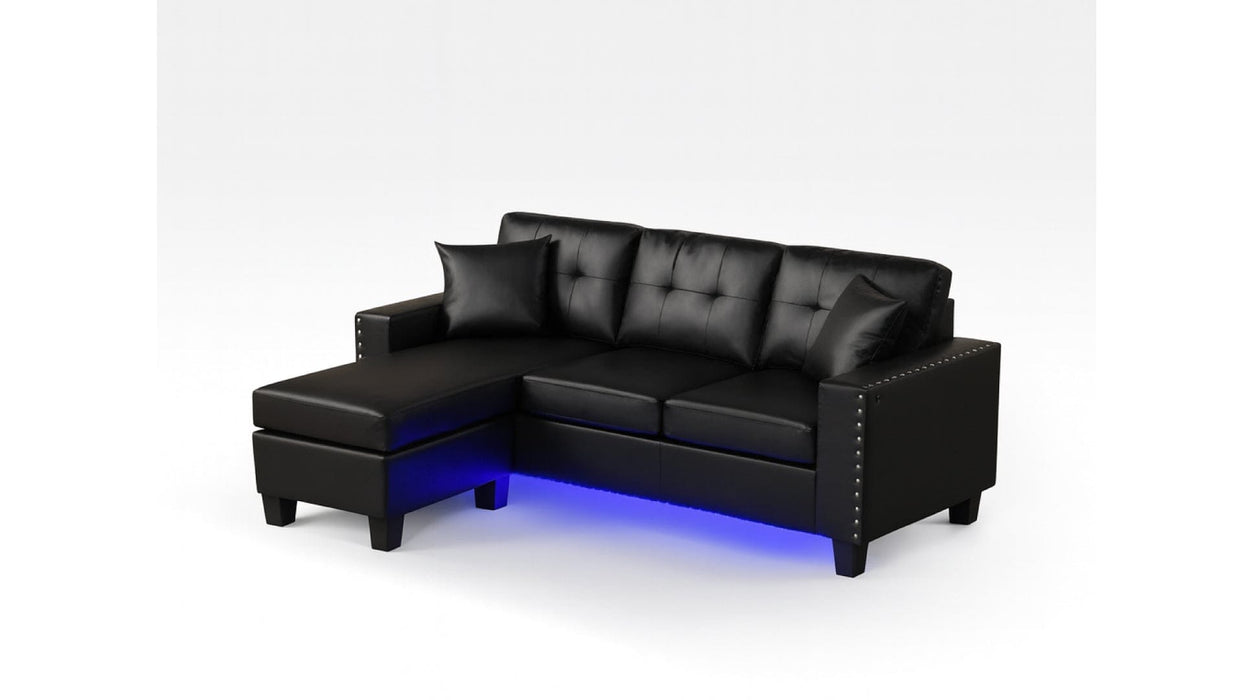 Sorenza Black Faux Leather Modular Sectional Sofa