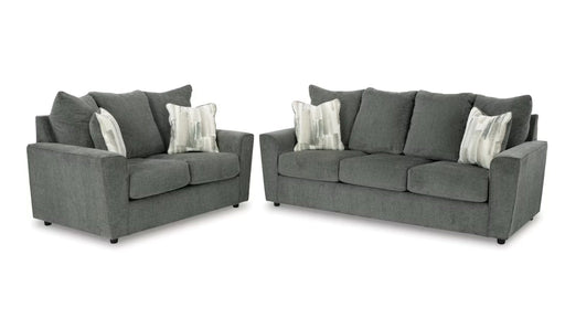 Stairatt Gray Fabric Sofa & Loveseat Set