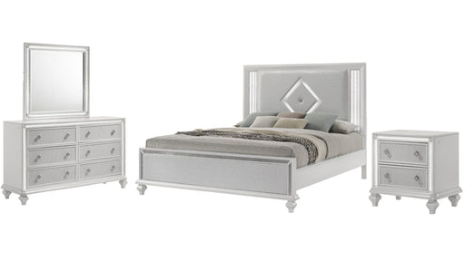 Stardust White Wood And Upholstered Queen Bedroom Set