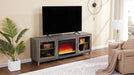 Summit Gray Wood And Metal Fireplace TV Stand