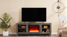 Summit Gray Wood And Metal Fireplace TV Stand