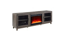 Summit Gray Wood And Metal Fireplace TV Stand