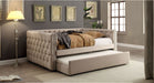 Suzanne Beige Wood And Upholstered Full Day Bed With Trundle