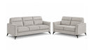 Tellot sofa and loveseat set in light gray fabric with black metal legs