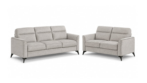 Tellot sofa and loveseat set in light gray fabric with black metal legs