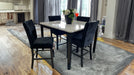 Tivoli Black Wood And Upholstered Counter Height 5pc Dining Table & C