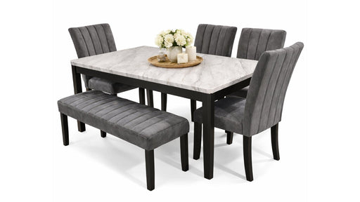 Tivoli Gray Wood And Upholstered Standard Height 6pc Dining Table, Ch