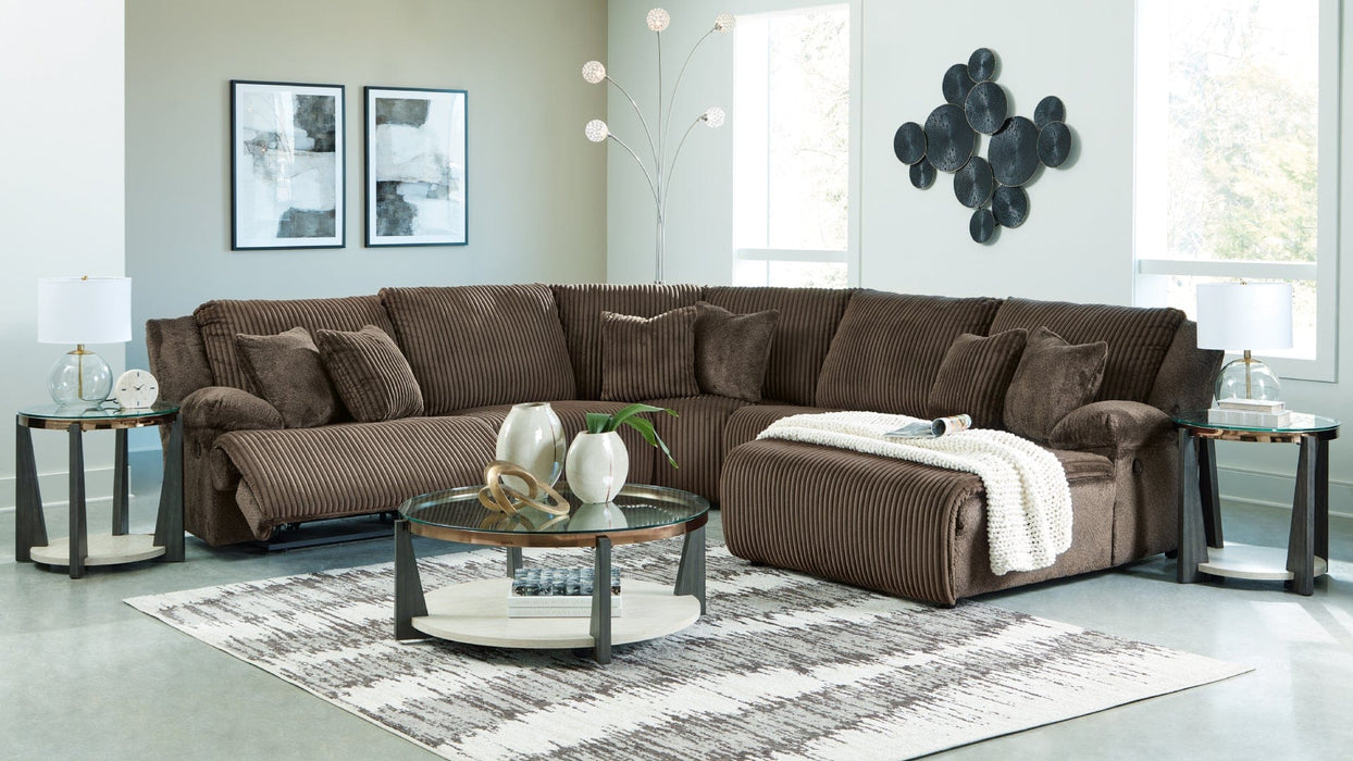 Top Tier Brown Fabric Reclining Sectional