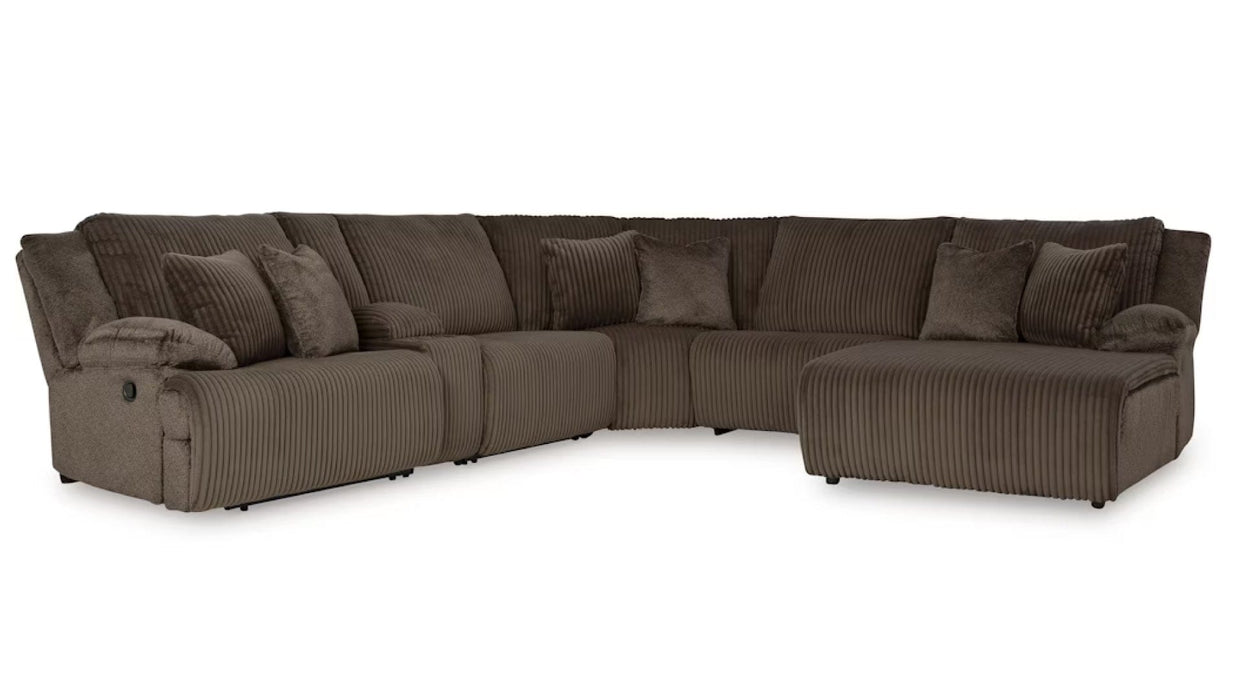 Top Tier Brown Fabric Reclining Sectional