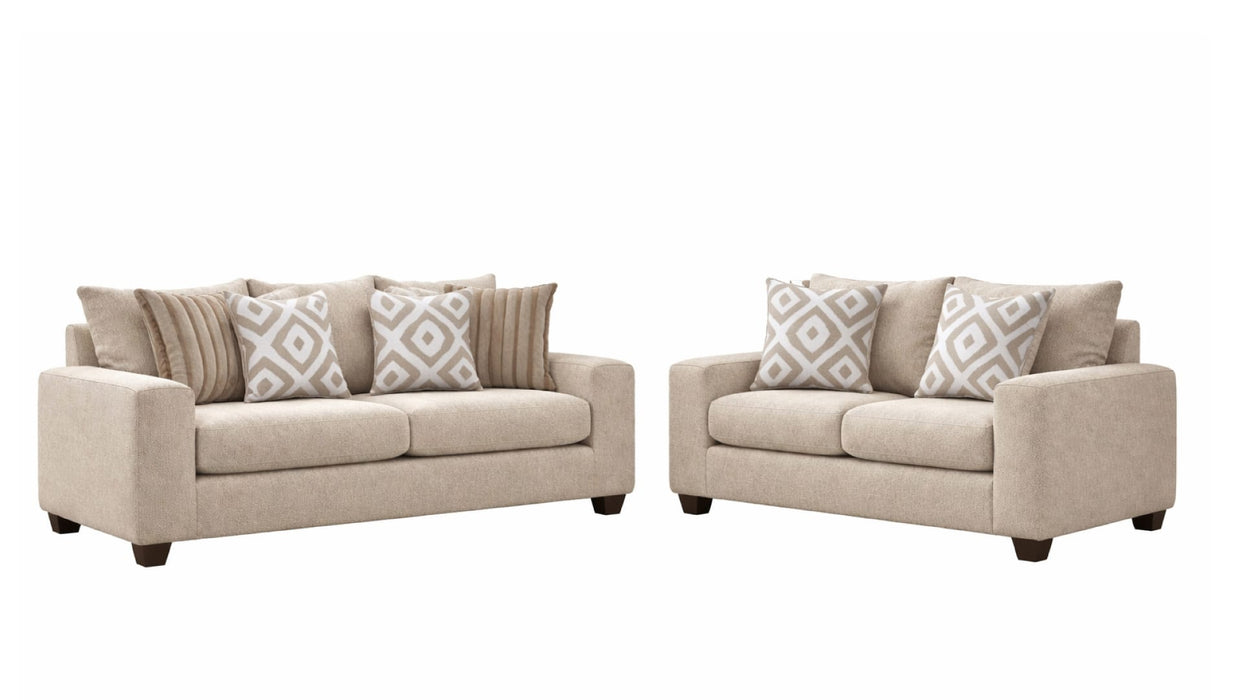 Tweed Brown Fabric Sofa & Loveseat Set