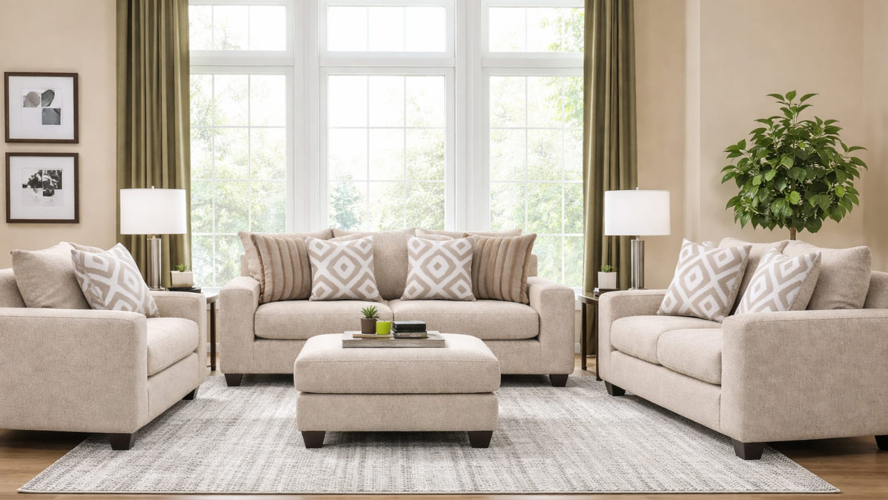 Tweed Brown Fabric Sofa & Loveseat Set