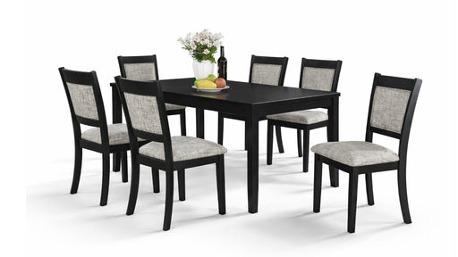 Upstate Black Wood And Upholstered Standard Height 7pc Dining Table &