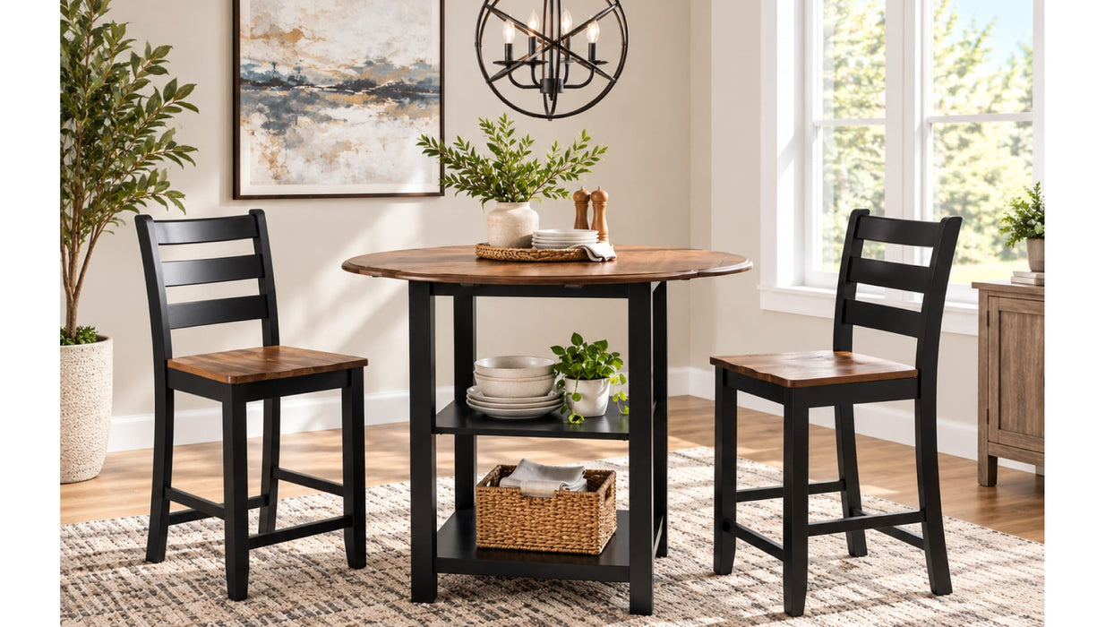 Vail Black Wood Counter Height 3pc Coffee Table Set