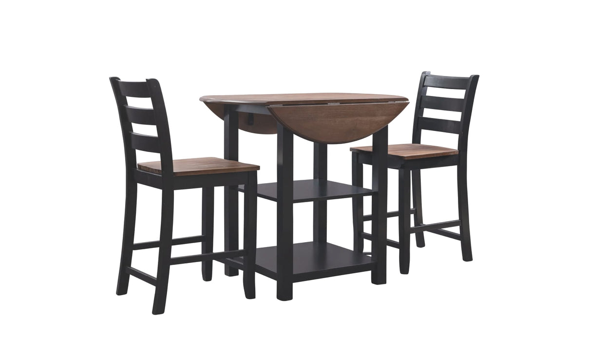 Vail Black Wood Counter Height 3pc Coffee Table Set