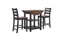 Vail Black Wood Counter Height 3pc Coffee Table Set