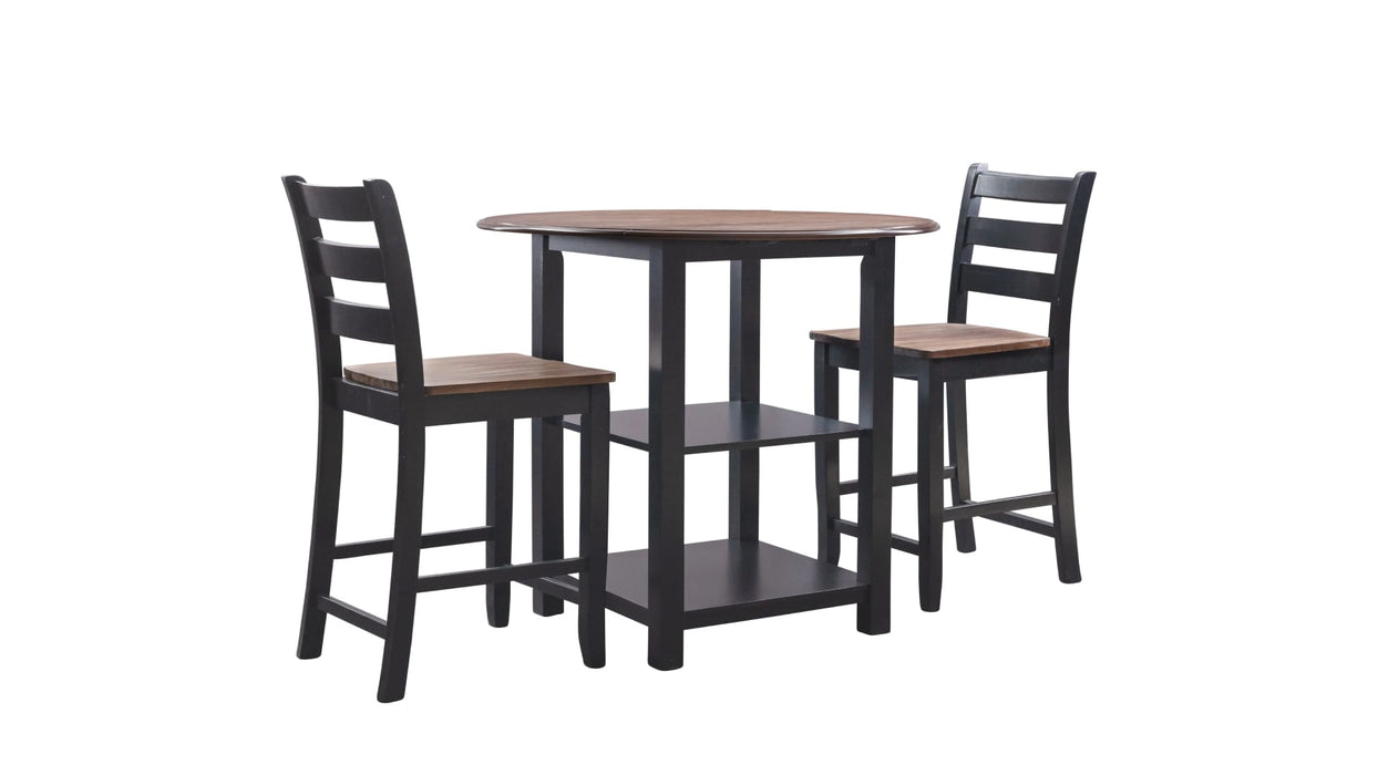 Vail Black Wood Counter Height 3pc Coffee Table Set