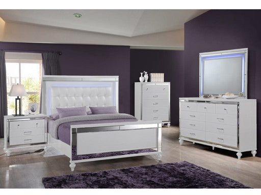 Valentino White Wood California King Bedroom Set