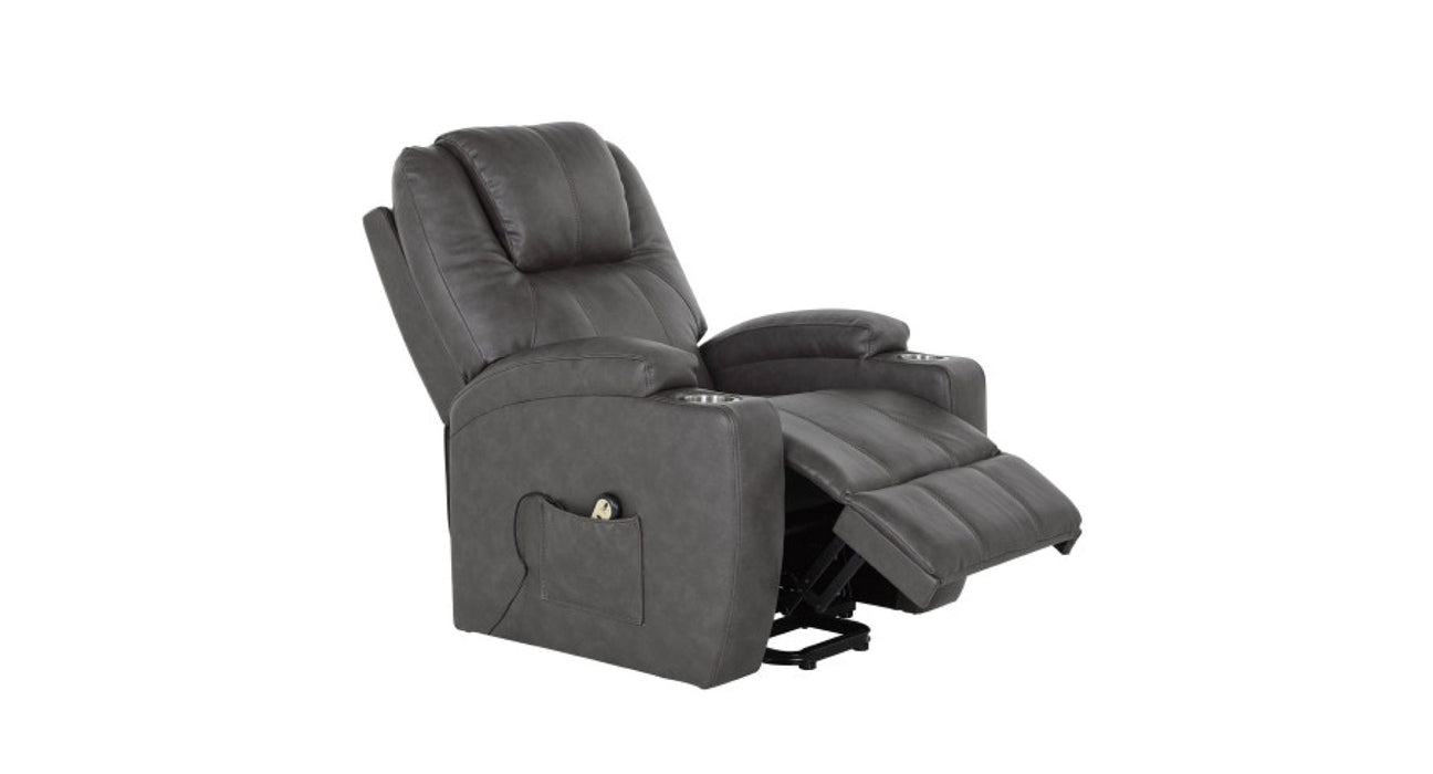 Weekend Gray Faux Leather Power Lift Recliner