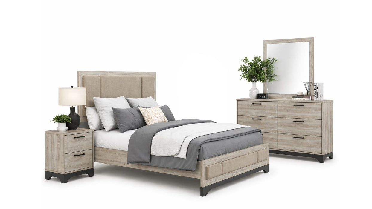 Westport Beige Wood And Upholstered Queen Bedroom Set