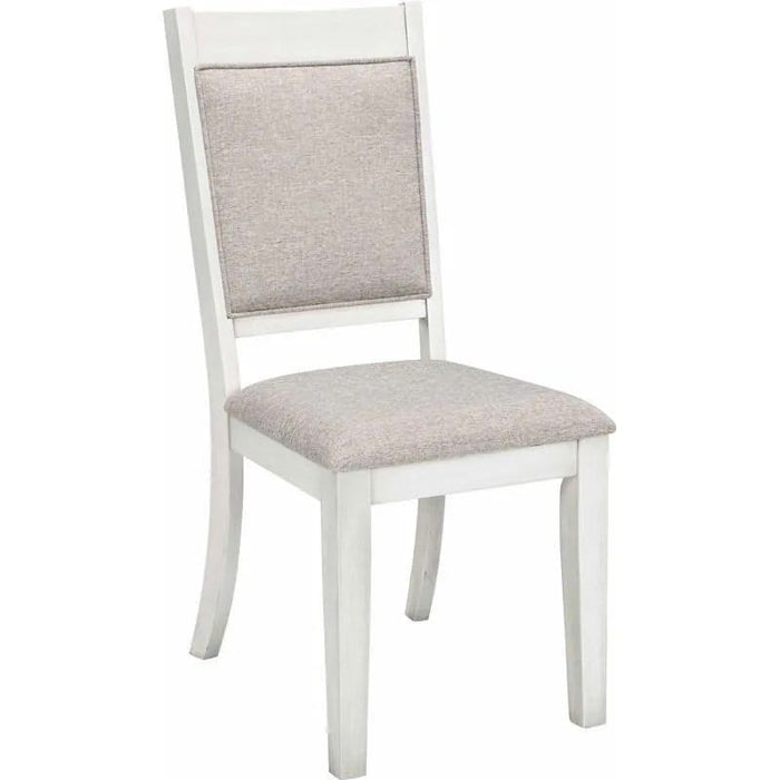 White Wood And Upholstered Standard Height 5pc Dining Table & Chair S
