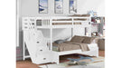 Willy white twin over full bunk bed with staircase in a kids bedroom
