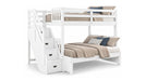 Willy white twin over full bunk bed with storage stairs and drawers