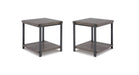 Wilmaden Brown Wood And Metal 3pc Coffee Table Set