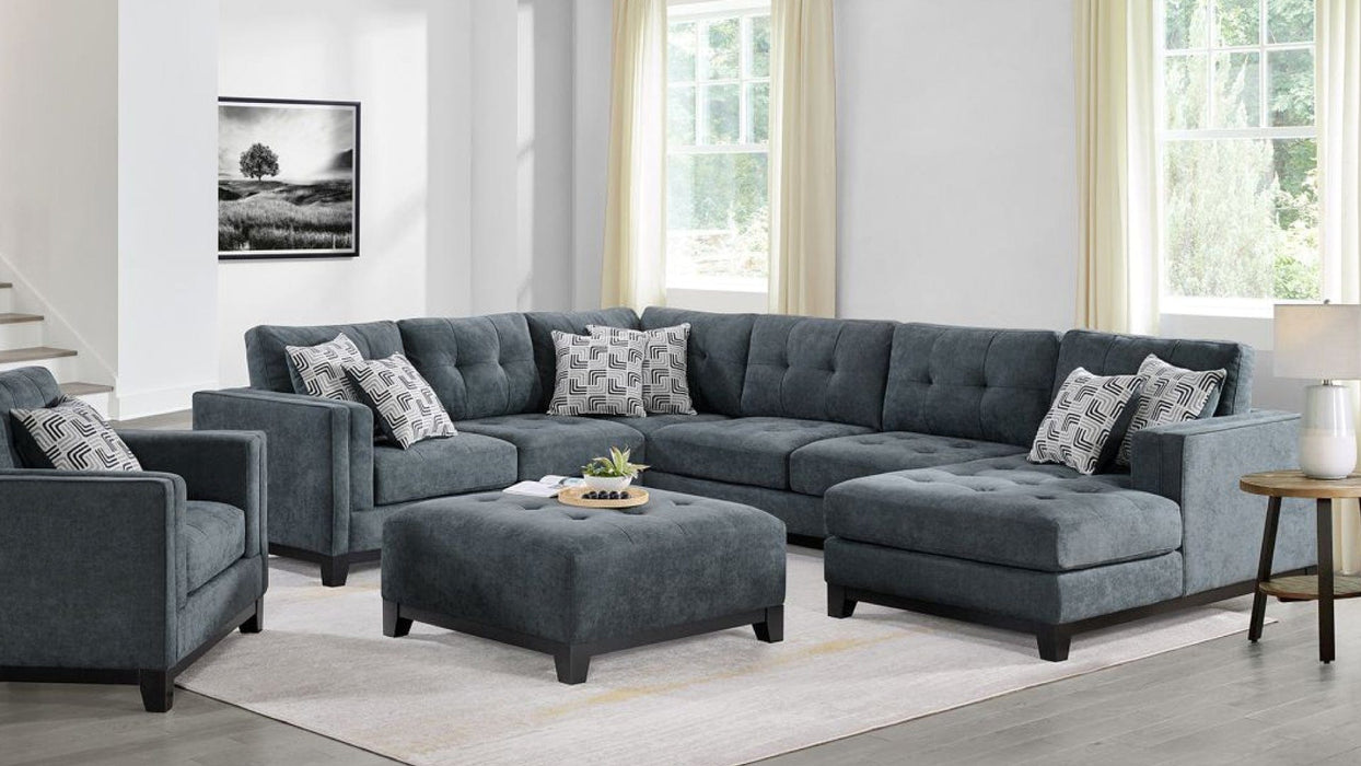 Wyatt Blue Fabric Sectional Sofa