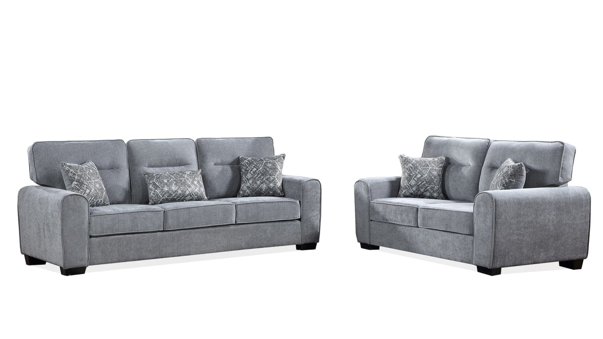 Yulia Gray Fabric Sofa & Loveseat Set